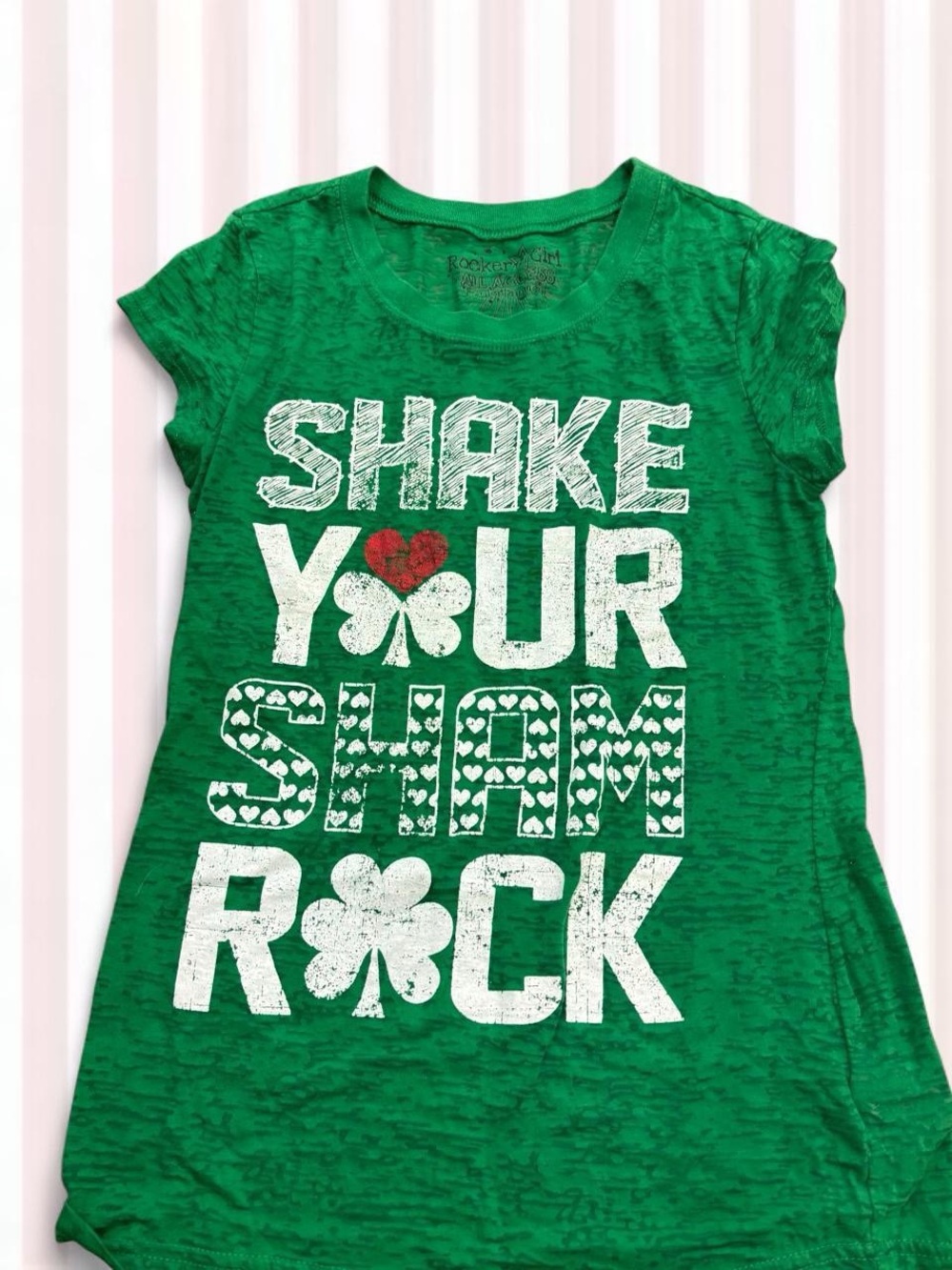Girls' Green Shamrock Graphic Tee by Rocker Girl
